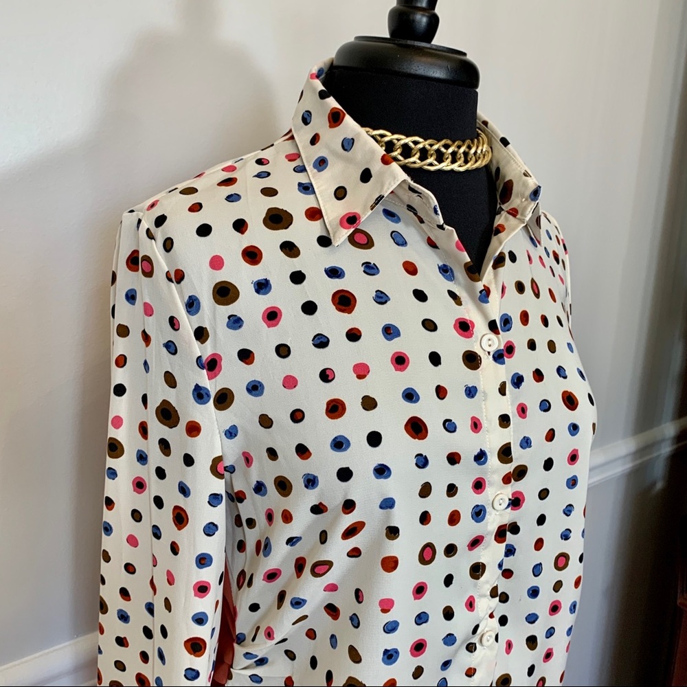 Umgee button front ruched side very long shirt